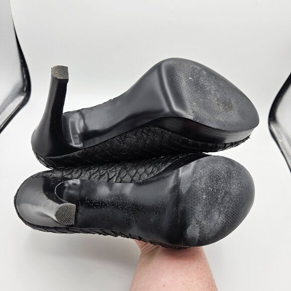 Calvin Klein Kendall Fish Skin Black Heels Size 9 - Picture 9 of 9